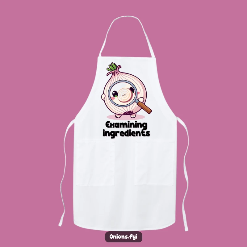 Funny Chef Apron: Onion Magnifying Glass Detail, Punny Cooking Gift