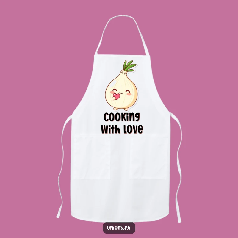 Funny Kawaii Onion Heart Apron: Cute Loving Onion Chef's Gift