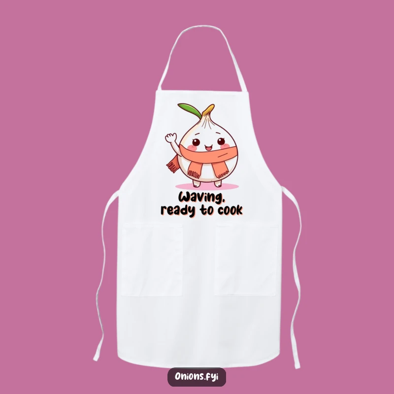 Funny Onion Chef Apron: Waving Hello to Delicious Food!