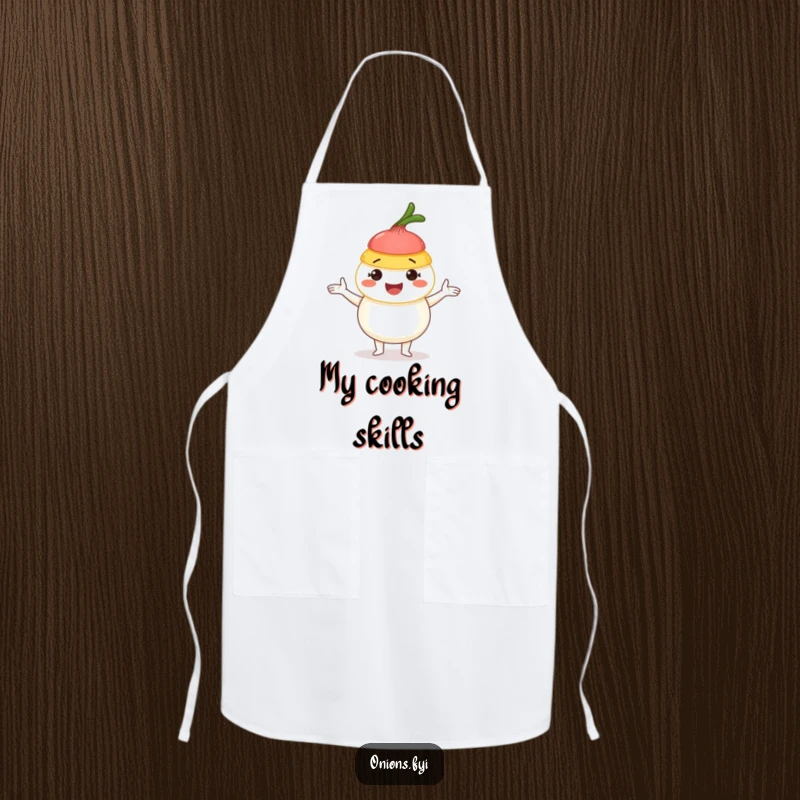 Funny Onion Juggling Apron: A cheerful onion in action, juggling its layers, ready to assist in the kitchen with flair.
