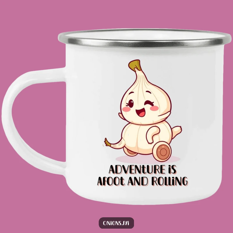Funny Onion Garlic Ride Camping Mug: Witty Outdoor Fun!