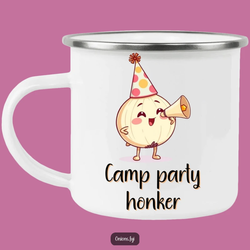 Funny Camp Party Mug: Onion Horn Humor for Outdoor Fun!