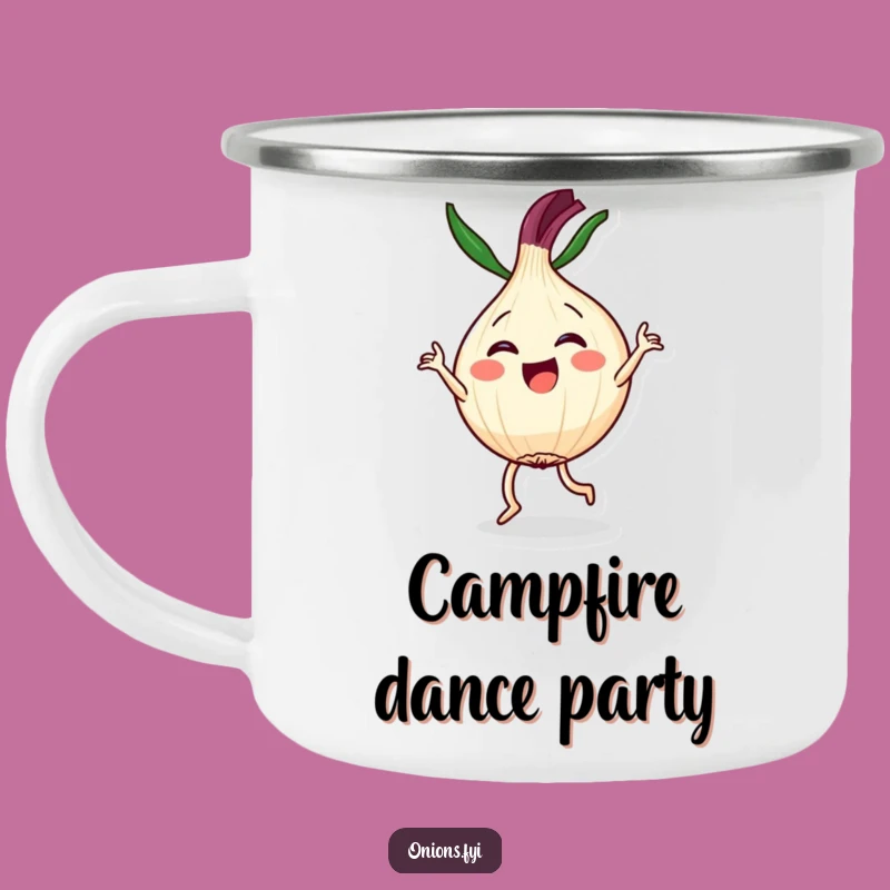 Kawaii Dancer Onion Camping Mug: Joyful Dance, Cute & Funny, Outdoor Gift