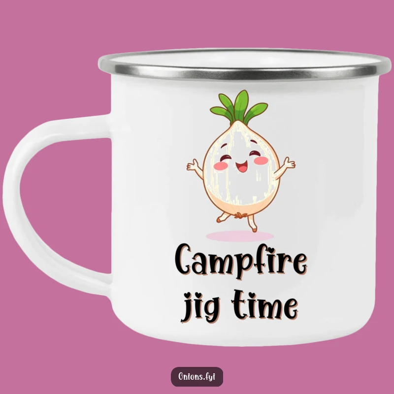 Funny Happy Onion Jig Camping Mug - Hilarious Outdoor Veggie Gift