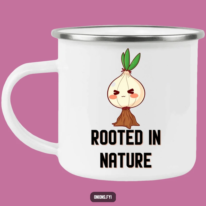 Funny Determined Onion Camping Mug: Resilient Character Adventure Drinkware
