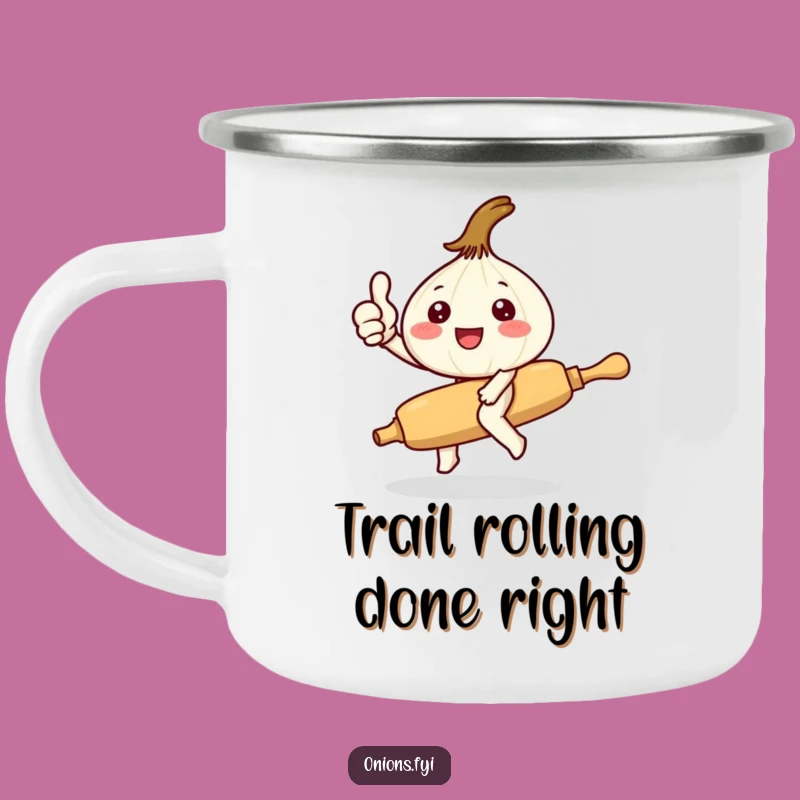 Funny Kawaii Onion Camping Mug: Cute Onion Rolling Pin Campfire Gift