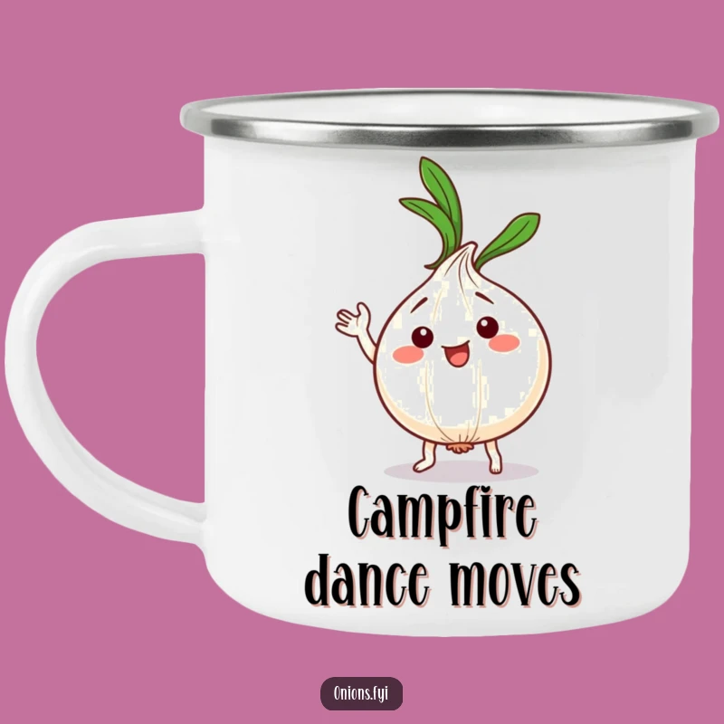 Funny Kawaii Onion Dance Camping Mug - Adventure with Silly Dance Vibes