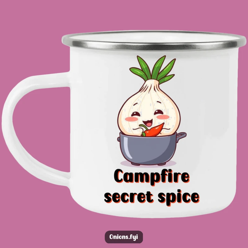 Funny Mischief Onion Camping Mug - Spicy Campfire Secret Gift