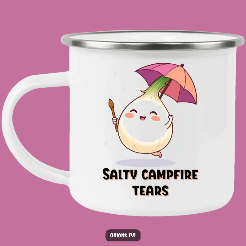 Funny Onion Salt Rain Camping Mug - Humorous Hydration for Salty Adventures, Hilarious Gift