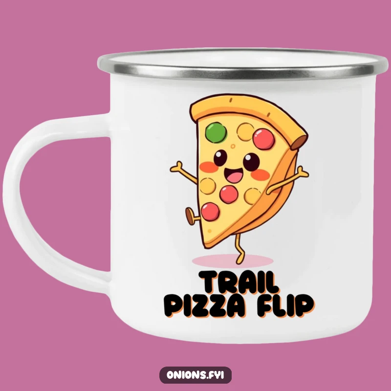 Funny Pizza Cartwheel Camping Mug - Durable & Hilarious for Outdoor Feasts