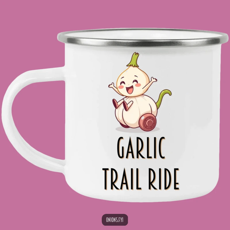 Funny Onion Garlic Ride Camping Mug - Adventure Fuel for Veggie Lovers, Hilarious Gift