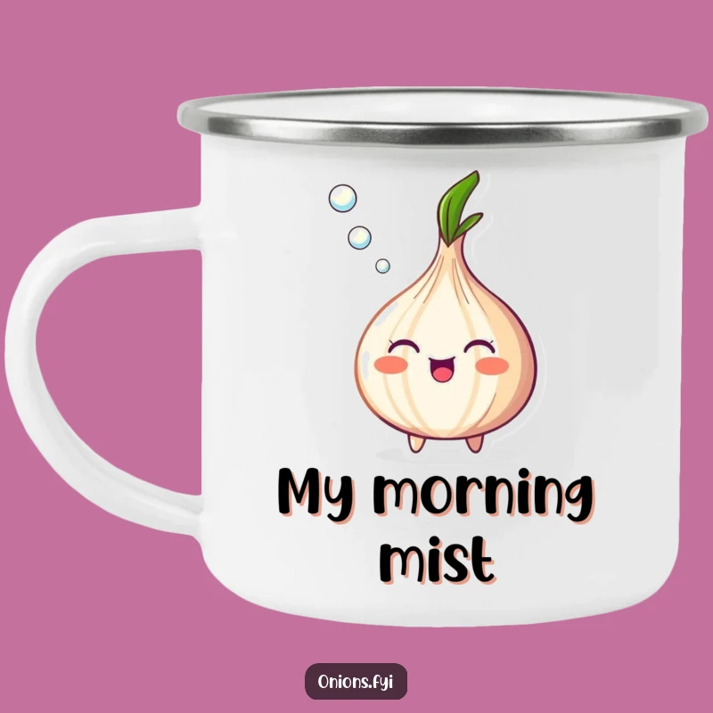 Funny Happy Onion Bubble Camping Mug - Adventure Fuel with a Giggle
