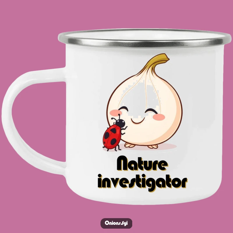 Funny Curious Onion Ladybug Camping Mug - Explore Nature with Every Sip
