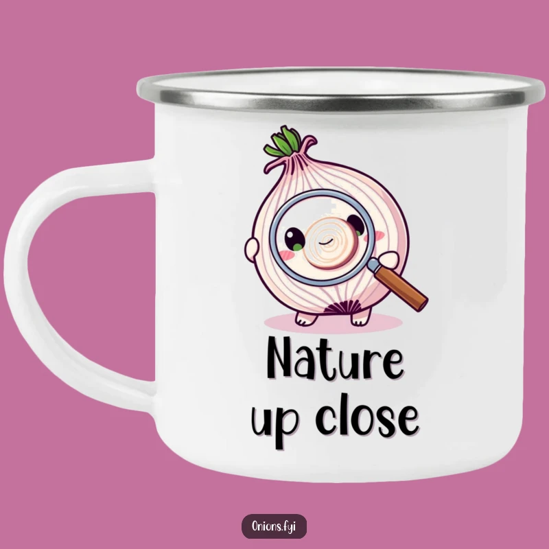 Outdoor Funny Mug: Onion Magnifying Glass Camp Mug, Adventure Gift