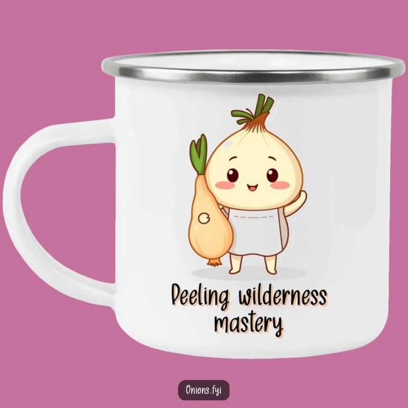Funny Onion Chef Camping Mug: Proudly Peeled Veggies, Campfire Cooking Humor