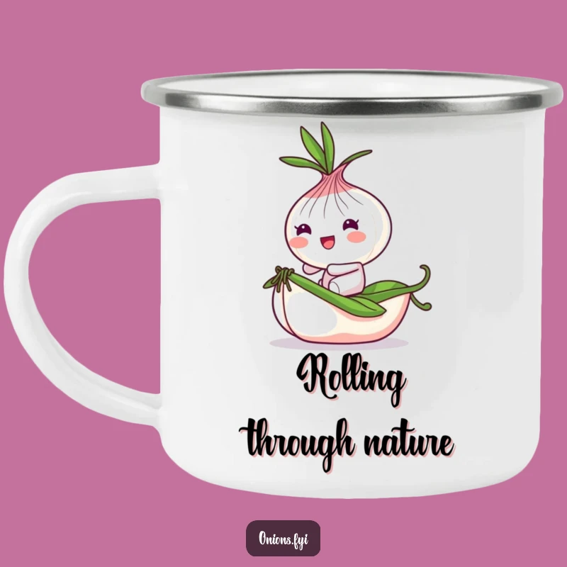 Funny Onion Pea Rider Camping Mug: Adventure Fuel with a Playful Twist