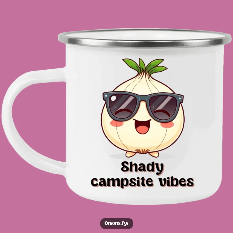 Funny Onion Sunglasses Camping Mug: Sip Your Adventure with Cool Humor