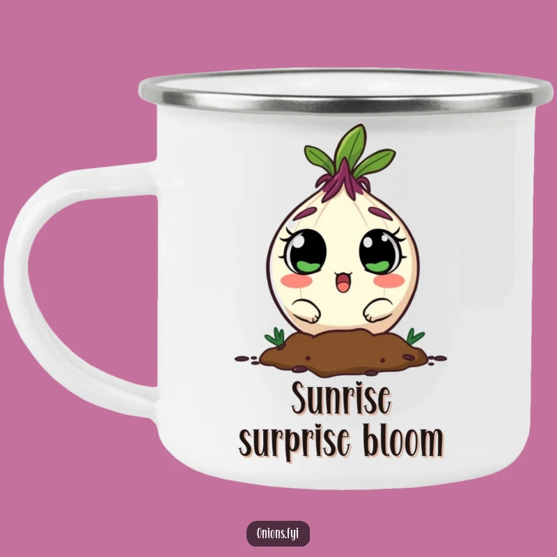 Funny Surprised Onion Camping Mug - Adventure Fuel with a Surprise!