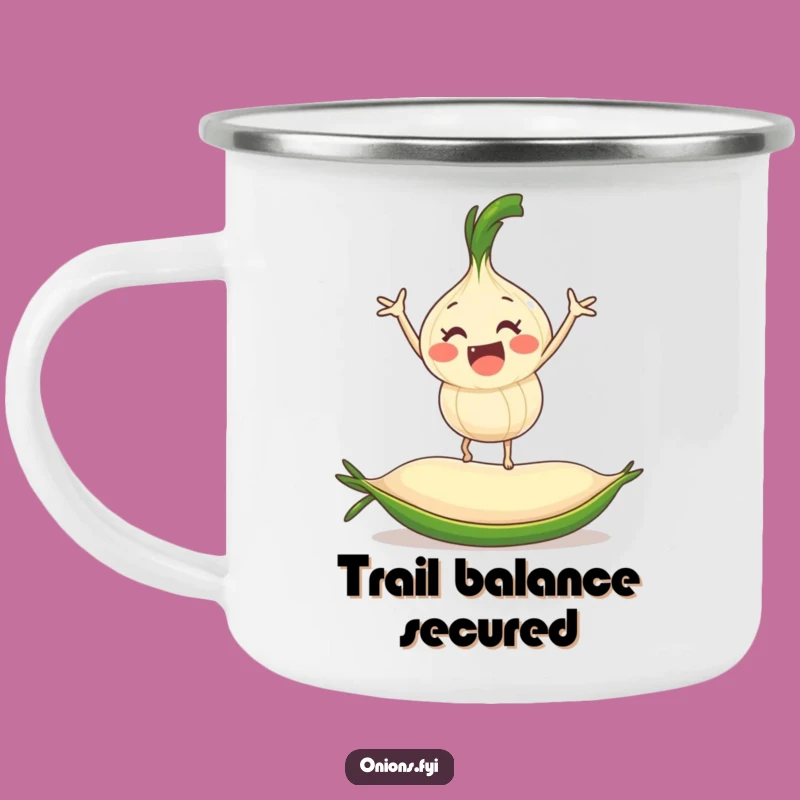 Funny Campfire Balance Onion Mug: Adventure & Laughter