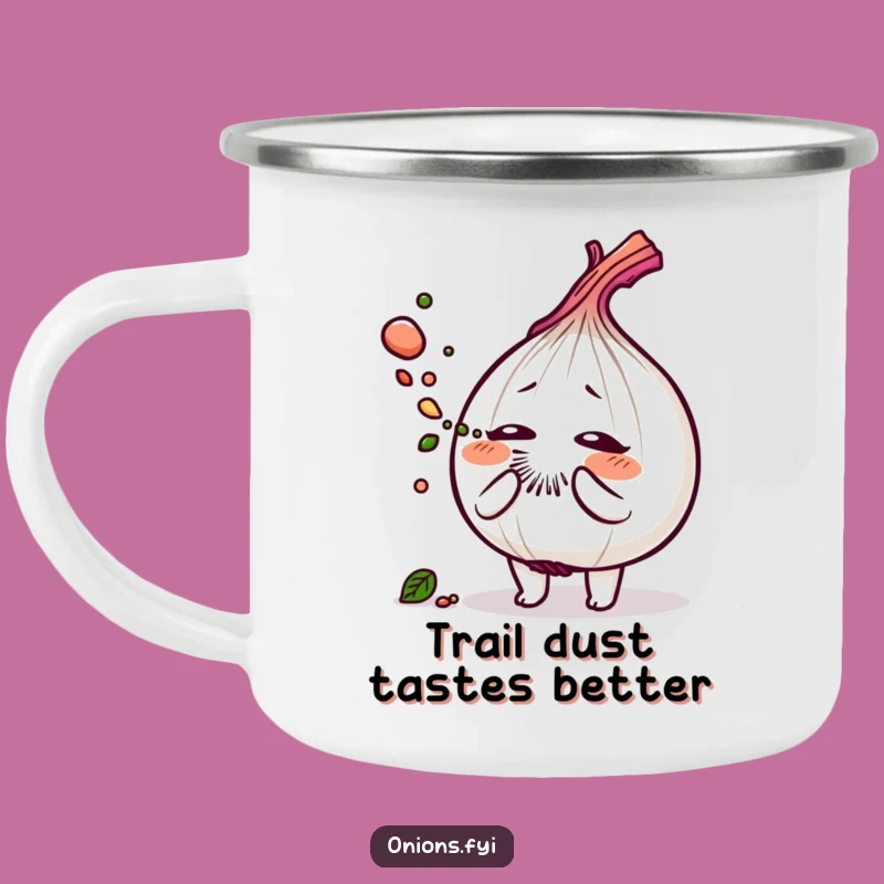 Funny Onion Sneeze Camping Mug: Savory Herb Dust Outdoor Fun!