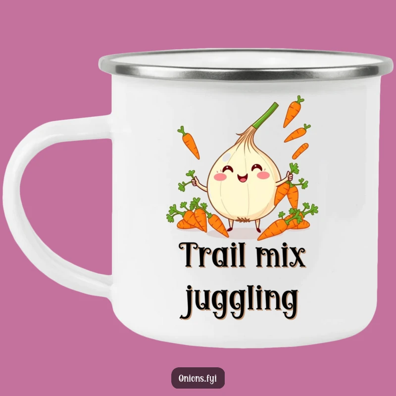 Funny Kawaii Onion Juggling Camping Mug - Adventure with Glee-filled Fun