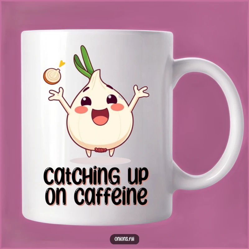 Funny Excited Onion Mug - Catching Slices, Perfect Funny Gift!
