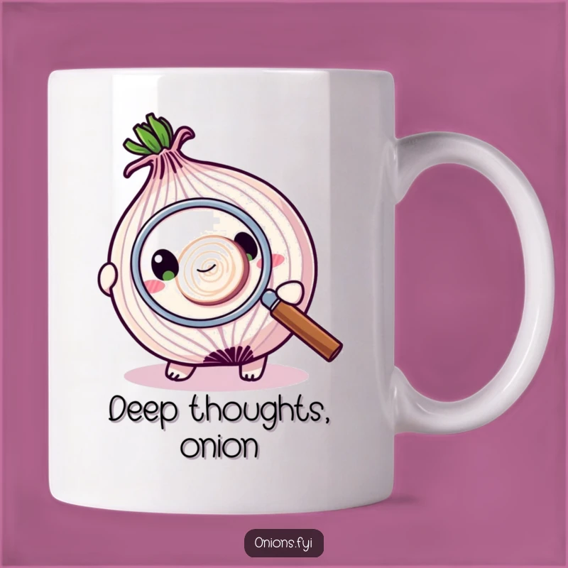 Funny Onion Detective Mug: Magnifying Glass Obsession, Punny Foodie Gift
