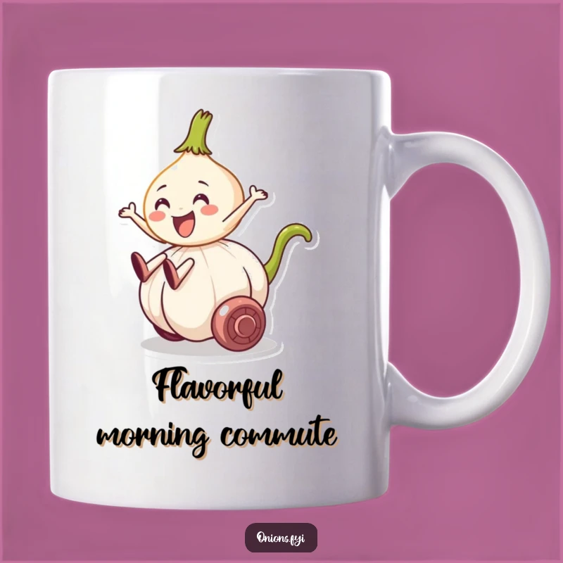 Funny Onion Garlic Ride Mug - Hilarious Veggie Adventure Gift for Foodies and Jokers
