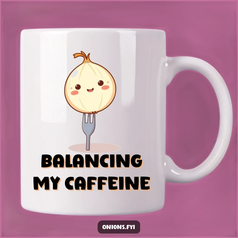 Funny Balancing Onion Mug - Hilarious Fork Balance Gift for Food Lovers