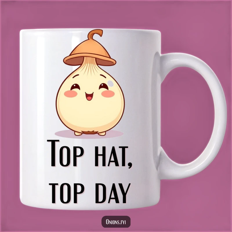 Funny Cheerful Onion Hat Mug - Adorable Vegetable Headwear Gift Idea