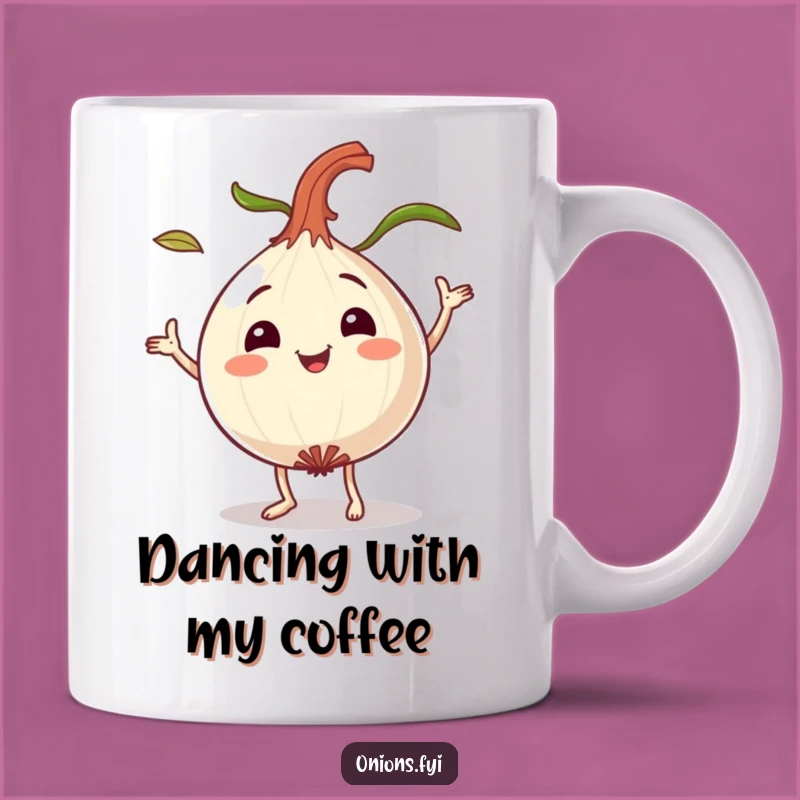 Funny Dancing Onion Mug - Hilarious Joyful Spice Gift for Fun Lovers