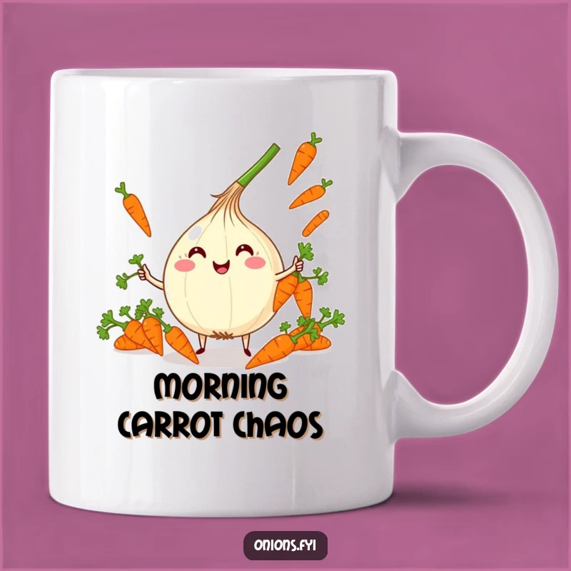 Funny Kawaii Onion Juggling Mug - Glee-filled Carrots, Perfect Playful Funny Gift