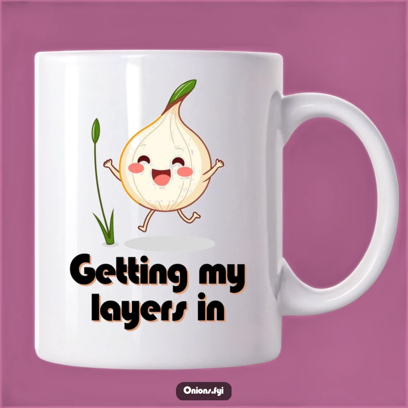 Funny Kawaii Onion Jump Rope Mug - Energetic Veggie Fun Gift