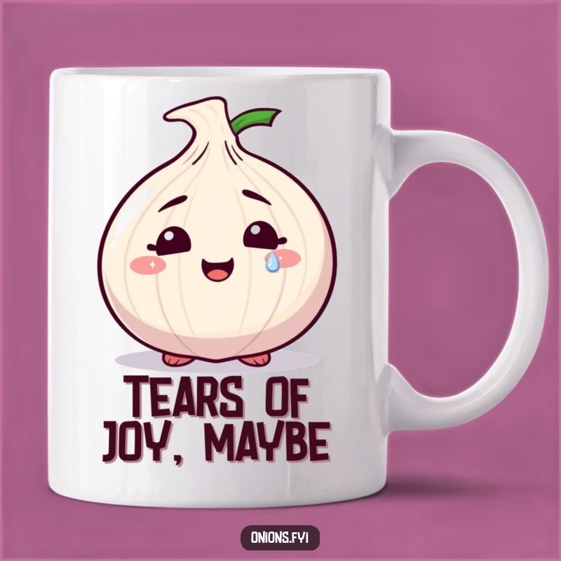 Funny Sparkly Tear Onion Mug: Smiling Character Gift for Sweet Souls