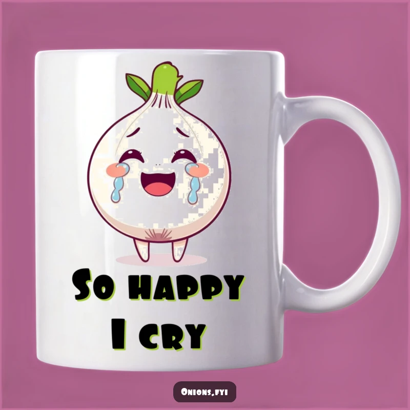 Funny Tears of Joy Onion Mug - Hilarious Emotional Vegetable Gift