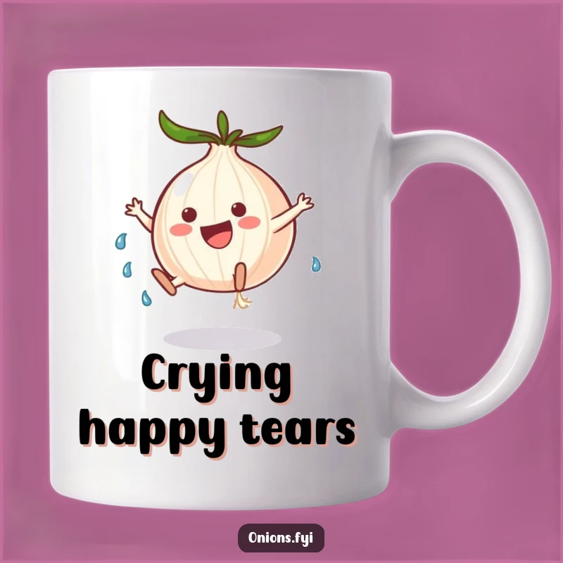 Funny Teary Cartwheel Onion Mug: Hilarious Emotional Flip Gift