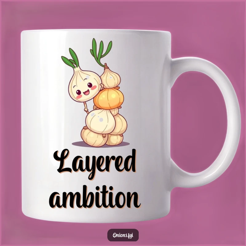 Funny Wobbly Onion Mug - Hilarious Struggle for Stacked Success