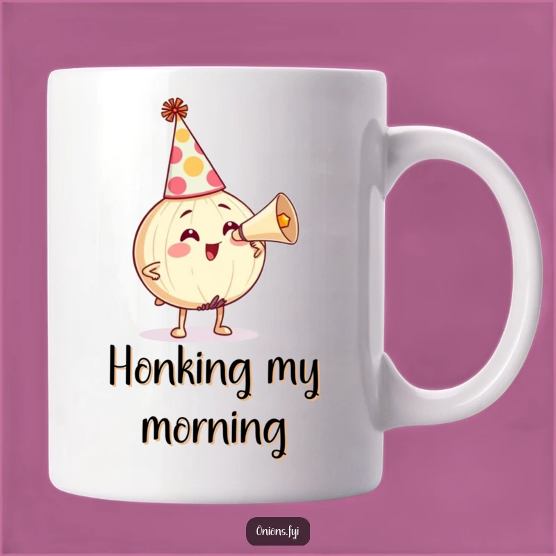 Funny Party Onion Mug: Honking Horn Humor, Perfect Celebration Gift!
