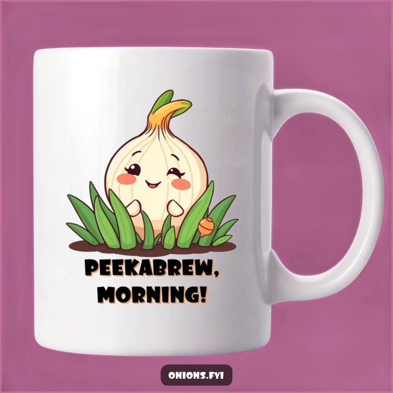 Funny Peeking Onion Mug: Cheerful Garden Grin Funny Gift!