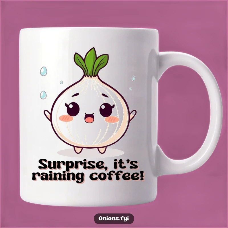 Funny Onion Mug: Droplet Juggler, Surprised Veggie, Perfect Gift for Busy Bees
