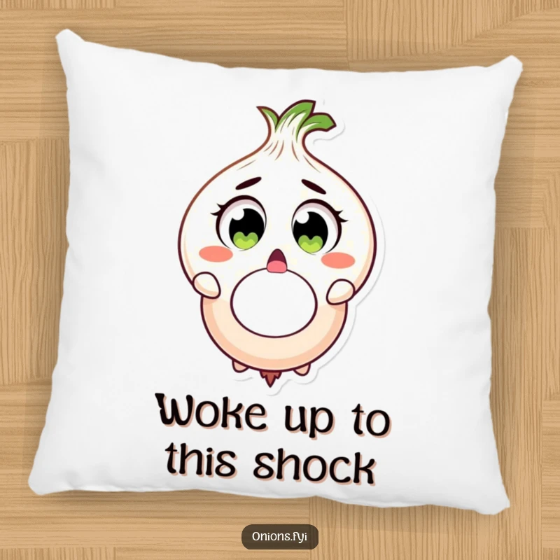 Funny onion character surprised, dropping large onion ring, plush pillow, soft and funny gift.
