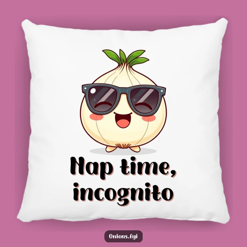 Funny Onion Sunglasses Pillow: Comfy Coolness with a Giggling Character