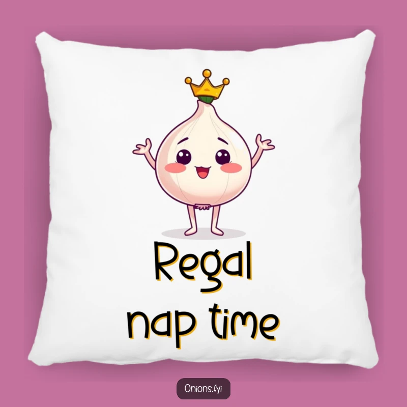 Funny Regal Pillow: Crowned Onion Comfort, Majestic Accent Gift