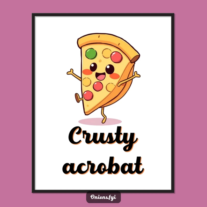 Funny Pizza Cartwheel Digital Art - Hilarious Printable for Kitchen Decor