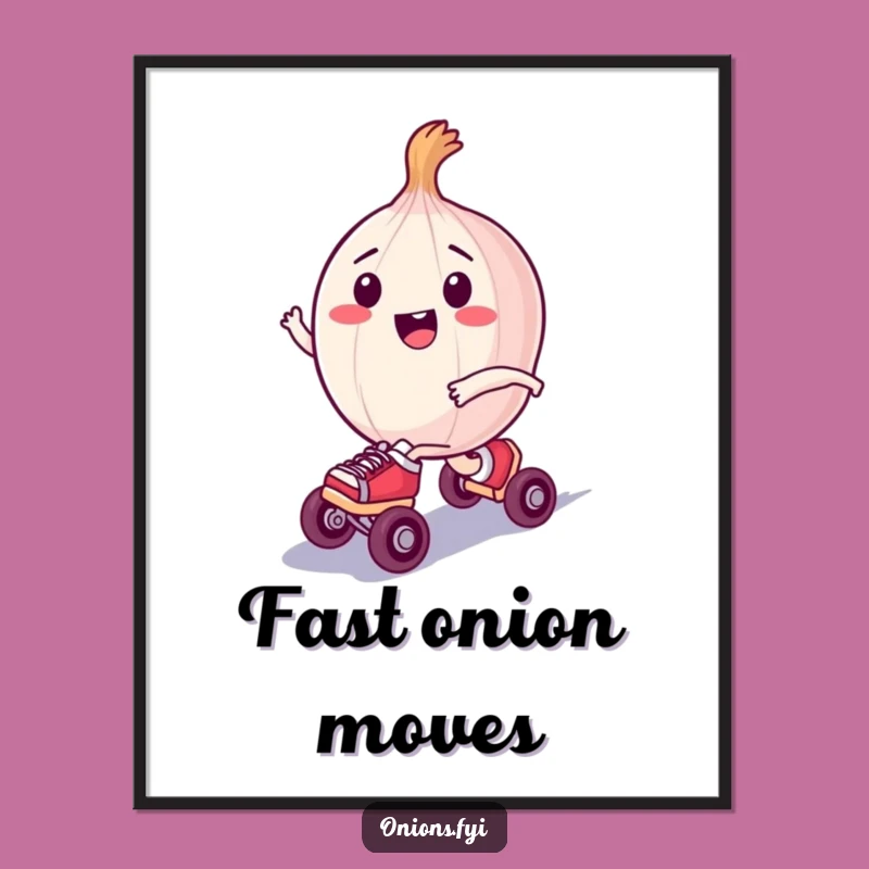 Funny Skating Art Print: Zooming Onion Digital Download, Roller Gift