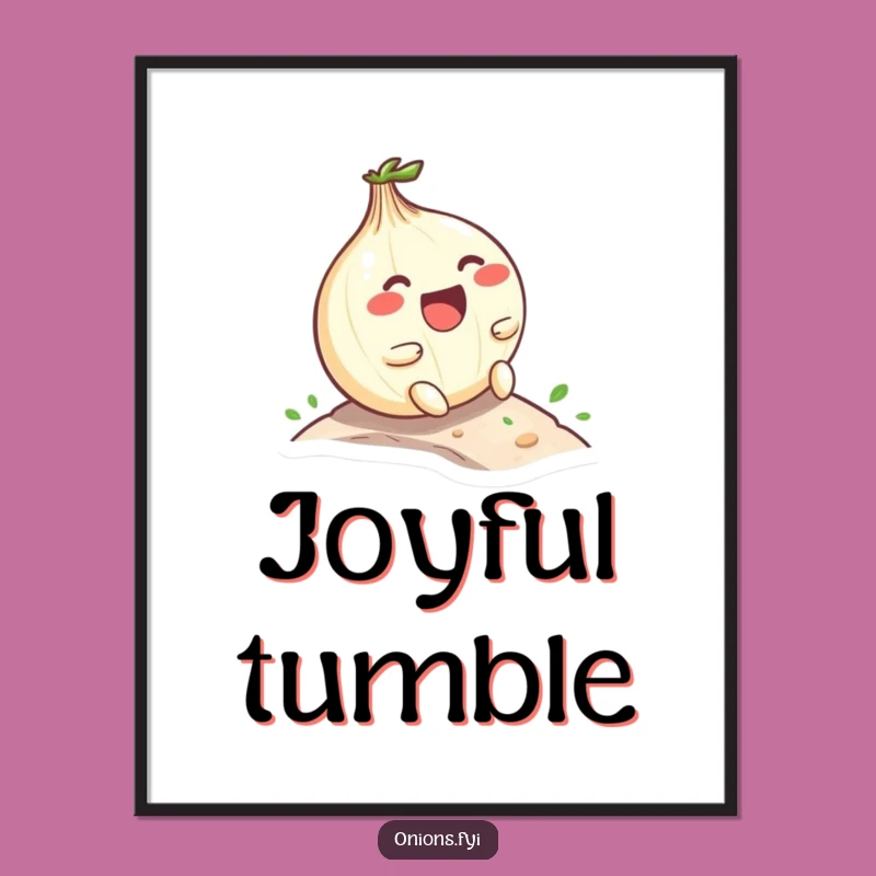 Funny Kawaii Onion Digital Art: Laughing Onion Hill Roll Print