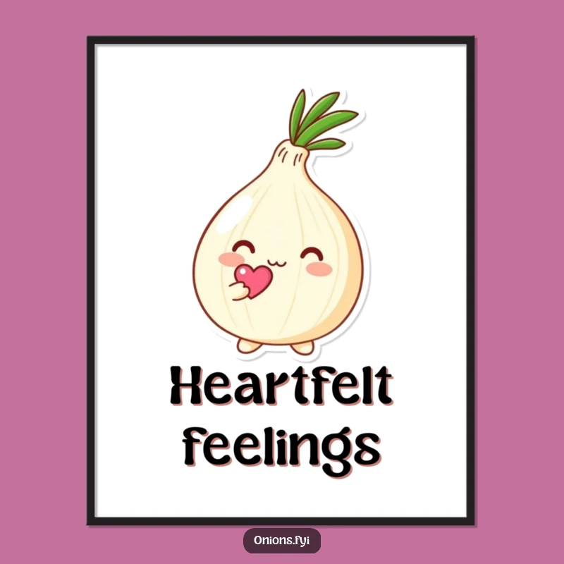 Funny Kawaii Onion Heart Digital Art: Cute Loving Onion Print