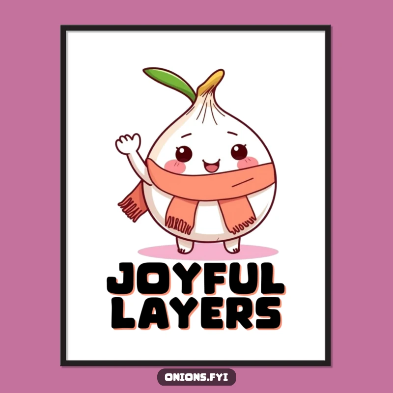 Funny Onion Digital Art: Joyful Waving Vegetable for Your Walls