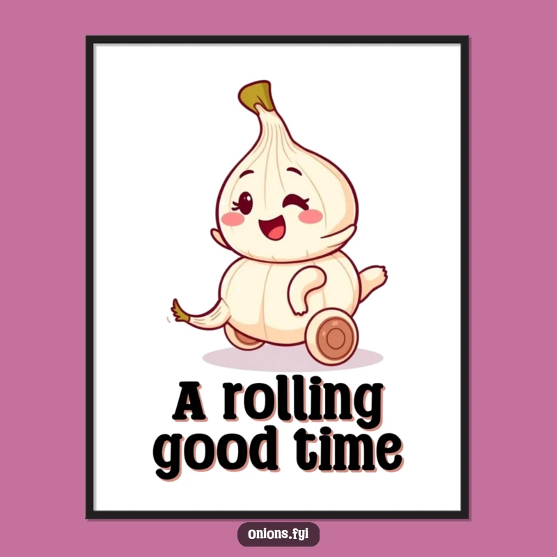 Funny Onion Garlic Ride Digital Art: Playful Wink Print Funny Gift!