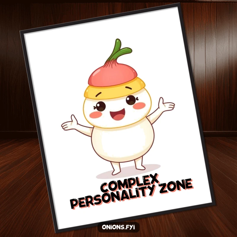 Funny Onion Juggling Digital Art: A lively onion juggling colorful layers, ready to bring amusement to any digital display.